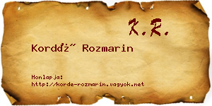 Kordé Rozmarin névjegykártya